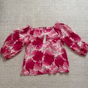 Trina Turk Pink Floral Off-Shoulder Blouse